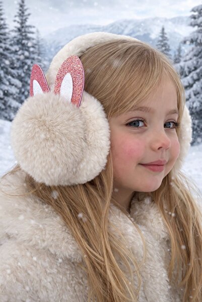 TAKIŞTIR Krem Renk Kulak Figürlü Peluş Kulaklık