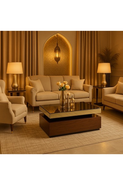 terndat طاولة ضيافة لون بني موديل عصري