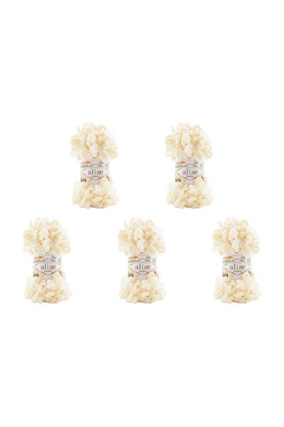 Alize 5 Pcs Puffy 01 Micropolyester Hand Knitting Turkish Yarn For Blanket