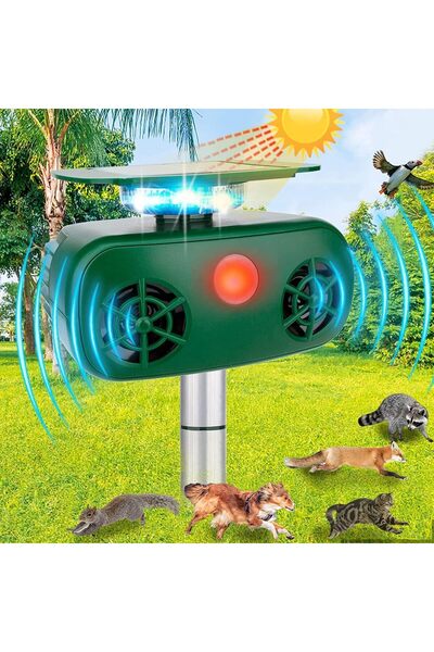 Arabest جهاز طارد للحيوانات يعمل بالطاقة الشمسية بالموجات فوق الصوتية مع وميض...