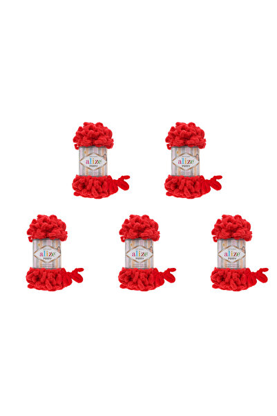 Alize 5 Pcs Puffy 56 Micropolyester Hand Knitting Turkish Yarn For Blanket