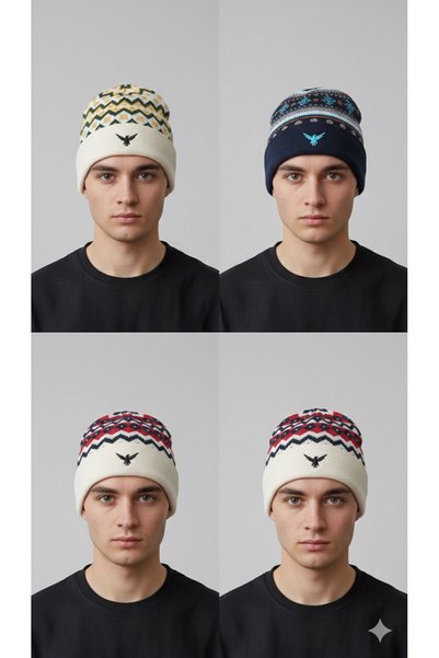 NSRKNİTWEAR Color Gradient Custom Logo Winter Unisex Knitwear Beanie