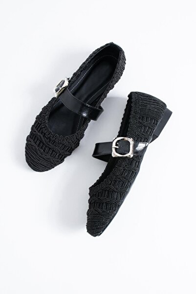 Moda Pie Balerina de damă Perme cu curea și șal, neagră