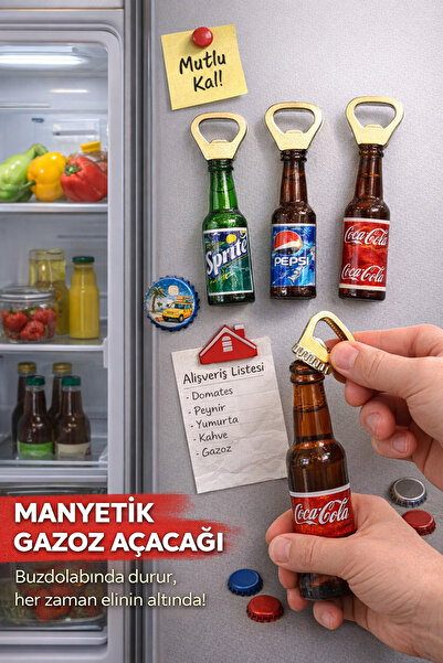 seymenbıçakçılık مجموعة من 3 فتاحات زجاجات غازية مغناطيسية مكتوب عليها: بيبسي...