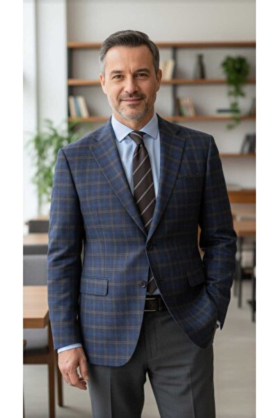 RİCANO Series End 4 Drop Plaid Men's Classic Single Jacket