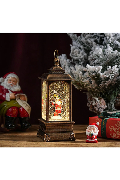 OEM Decorative Christmas lantern with warm light and Santa Claus scene, 20 cm
