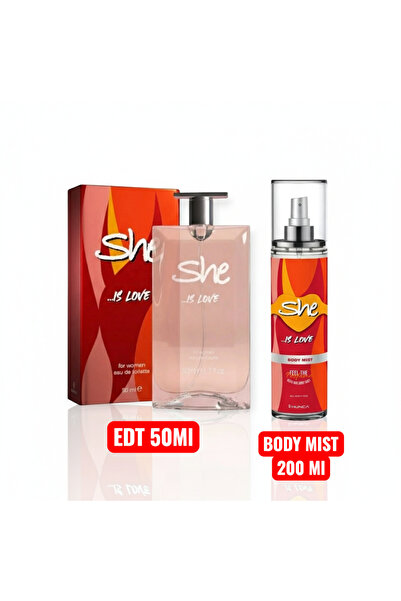 BRAVASİP She Is An Love Kadın Parfüm & Parfümlü Vücut Spreyi Body Mist 200 ml...