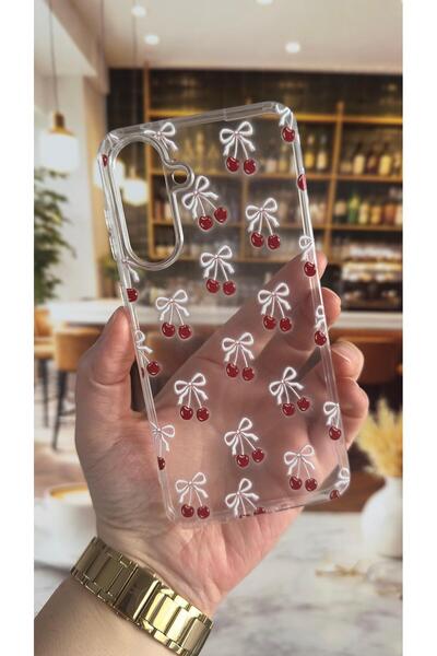 Vip Case Samsung A26 Compatible Cherry Patterned Transparent Shock-Absorbing ...