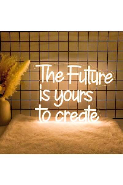 Slasa لوحة نيون LED "المستقبل بين يديك" 43x43 سم، ديكور حائط من الأكريليك