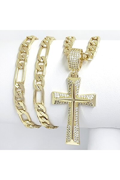 Milena Lant Barbatesc cu Cruce Placat cu Aur 14k - Lungime 60 cm