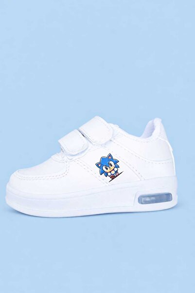 lias desing Детски спортни маратонки с сладък принт на Sonic и бели ивици