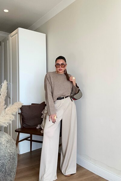 Sohotique By P Arched Stretch Fabric Palazzo Pants Stone