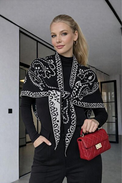 Axesoire S011 Crni Etnički dezen Pamuk komad Kujten šal