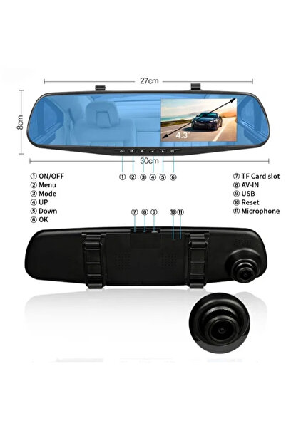 OEM Car DVR rearview mirror front-rear camera Full HD 1080