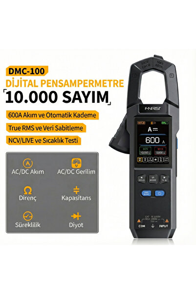 FNIRSI DMC-100 Akım Gerilim Pens Metre | 10000 Sayımlı Dijital True RMS Multi...