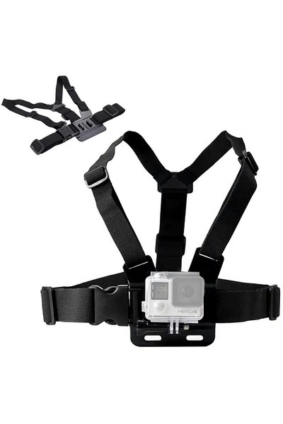Aptel Action camera support harness, compatible with GoPro/DJI/SJCAM, black, ...