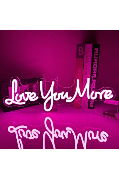 Slasa لوحة نيون LED "أحبك أكثر" مقاس 14 × 42 سم، ديكور حائط من الأكريليك الوردي