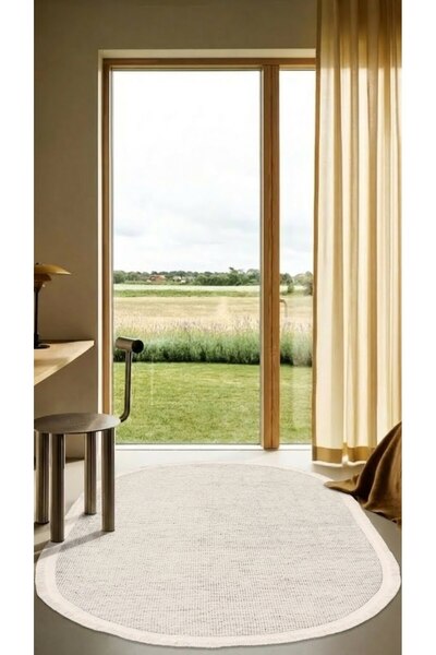 Halispecial Alera-Beyaz-Oval-Salon-Oturma Odası-Koridor-Mutfak-Modern-Kilim-Y...