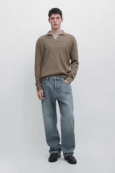 Massimo Dutti Pamuk karışımlı polo yaka triko kazak