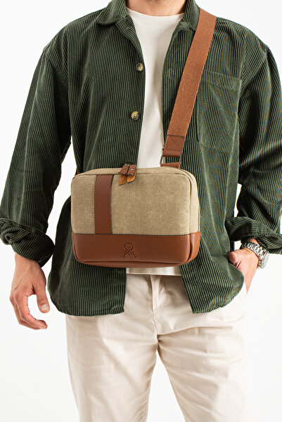 Teal Collection Canvas Faux Leather Crossbody Tablet Bag with Internal Organi...