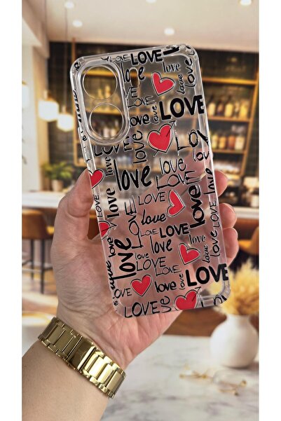 Vip Case Redmi 13C Compatible Love Letter Pattern Transparent Shock-Absorbing...