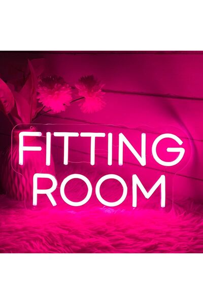 Slasa لوحة نيون LED لغرفة القياس، مقاس 35 × 17 سم، مصنوعة من الأكريليك الوردي...