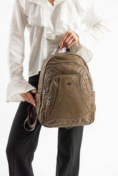 571 Collections Çanta Washed Leather Backpack (Polyurethane) Mink Model:(571-...