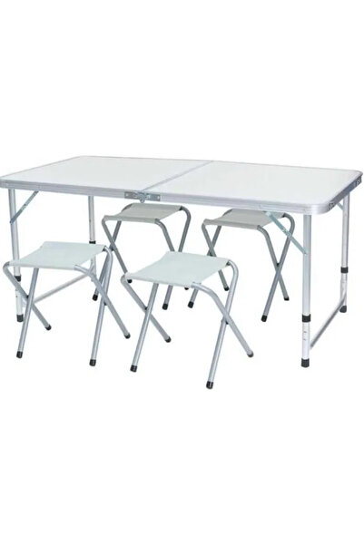 OEM Folding camping table Table 4 chairs - White