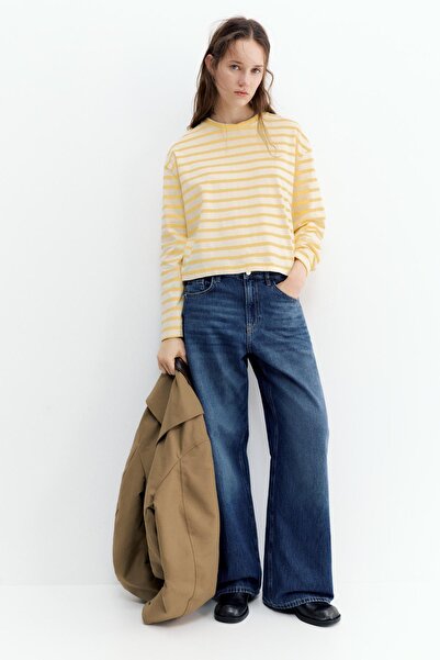 Pull & Bear Uzun kollu çizgili t-shirt