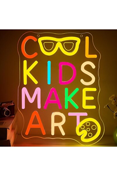 Slasa لوحة نيون LED للأطفال المبدعين، مقاس 33×24 سم، ديكور أكريليك متعدد الألوان