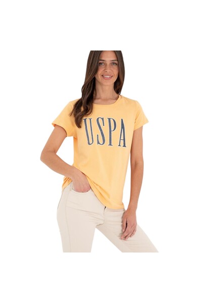 U.S. Polo Assn. تي شيرت نسائي مطبوع عليه علامة تجارية