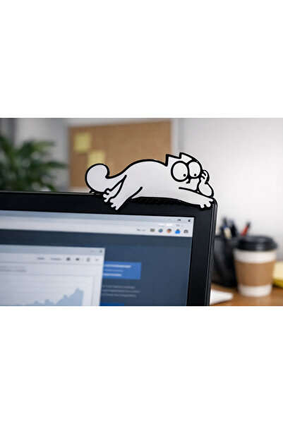 TEMUNGUR 2’li Siyah Beyaz Sevimli Kedi Masa Süsü | Minimal Ofis Araç Laptop D...