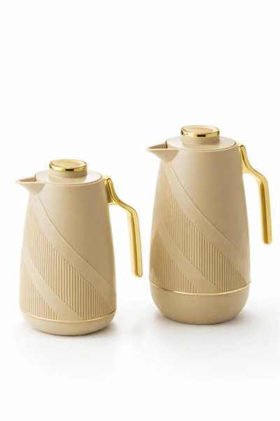 Urbanza Luxury Insulated Vacuum Thermos Flask Set – 2-Piece Beige Design with...