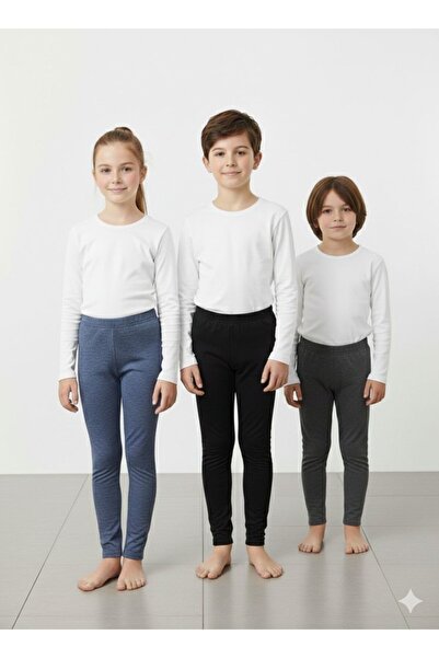 estex 3'lü şardonlu siyah antrasit indigo kız/erkek pamuklu likralı esnek içl...