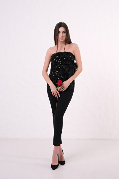 AURA ADELINA ASİMETRİK ÇIKARILABİLİR PAPYON DETAYLI PAYET VE BONCUK İŞLEMELİ ...