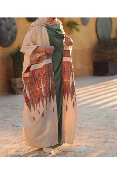 Shadow istanbul Kadın Nakışlı Kimono + Elbise Set – Bohem Desenli Uzun Dress