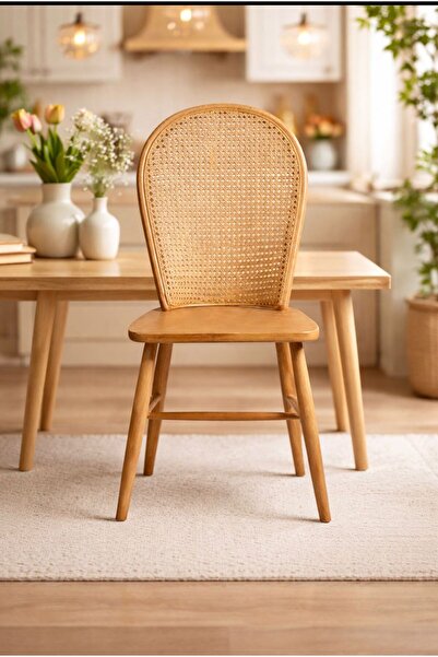 Albero Home Hasırlı Ahşap Sandalye | Fırın Kurusu Kayın Ağacı Natural Renk