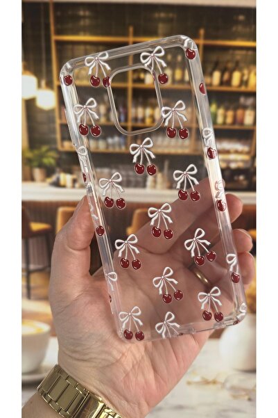 Vip Case Redmi Note 9 Pro Compatible Cherry Pattern Transparent Shock-Absorbi...
