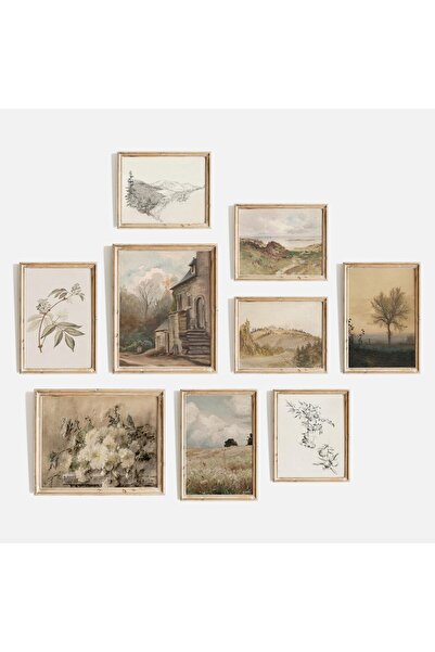 ALAYRA International مجموعة مطبوعات فنية جدارية مكونة من 9 قطع، ديكور عصري عت...