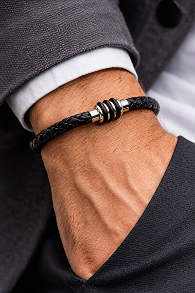 HER ŞEY NOTA www.herseynota.com Terra Core – Men's Black Braided Leather & St...