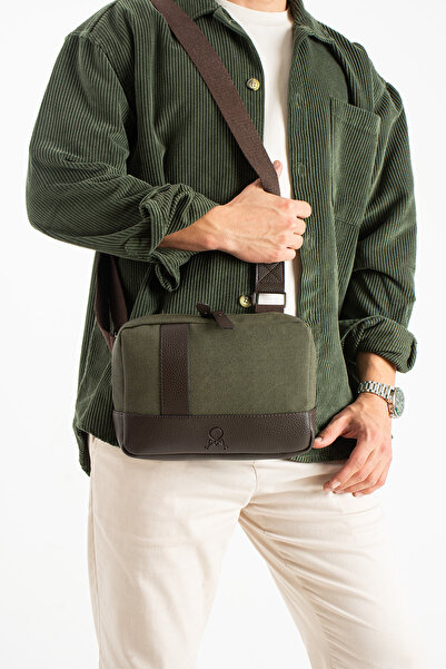 Teal Collection Canvas Faux Leather Crossbody Tablet Bag with Internal Organi...