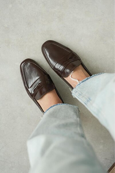 GNY AYAKKABI Balerini simpli din piele maro pentru femei - Pantofi de birou ș...