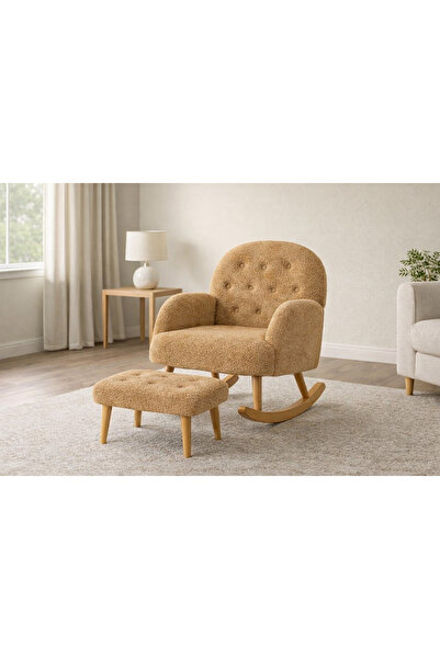 Aylive Mobilya Sallanan Koltuk -Ahşap Ayaklı Berjer Koltuk-Teras, dinlenme al...