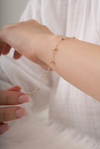 ALİSGOLD1986 14 Ayar Altın Dorika Boncuklu Bileklik