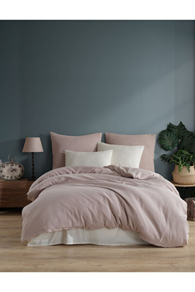 NazeninHome Muslin Duvet Cover Set Double Size Beige |   With Sheets