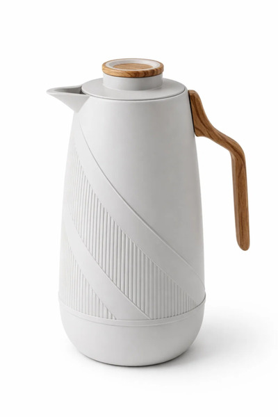 Urbanza Modern Insulated Serving Flask in Light Grey with Textured Body and E...