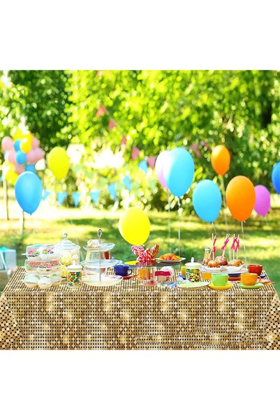Generic 2 Pack Rectangular Disposable Gold Party Theme PE Plastic Tablecloths For Birthday Party 137*274cm