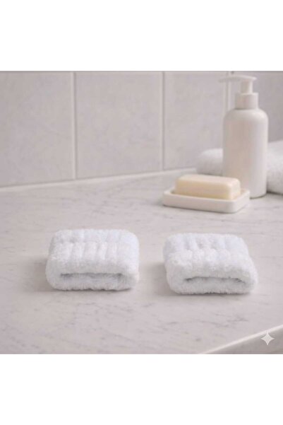 diclecollection 2 Pcs Plush White Color Water Absorbent Towel Wrist - Face Wa...