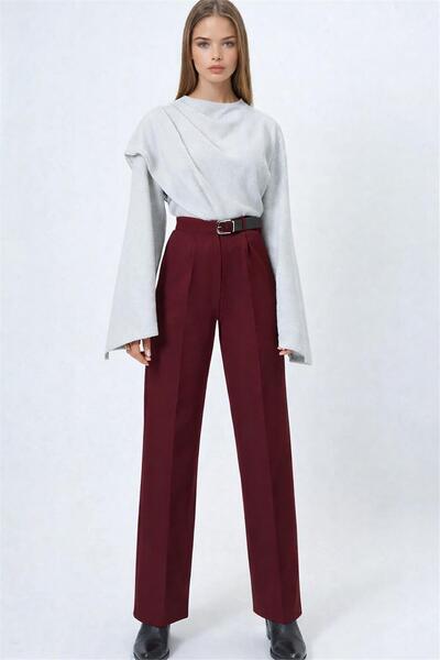 Trend Alaçatı Stili Curea de damă bordeaux cu închidere cu nasturi, buzunare ...