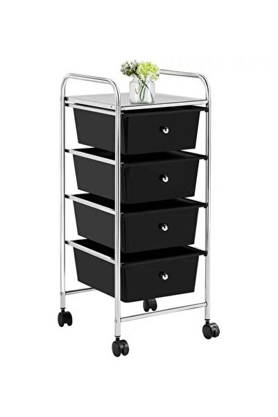 Cady One Rolling storage cart with 4 plastic drawers and wheels, 4-tier organ...